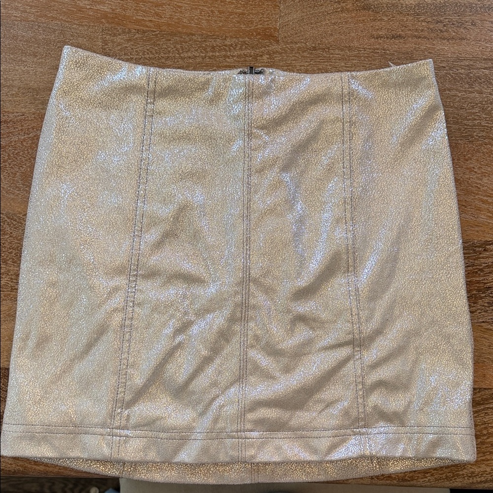 Free People Shimmering Cream Mini Skirt